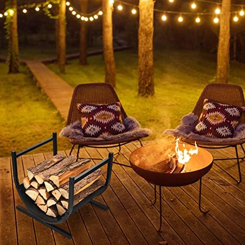 Tangkula U-Shaped Firewood Rack, Patio Lumber Stacker Stand with Handles