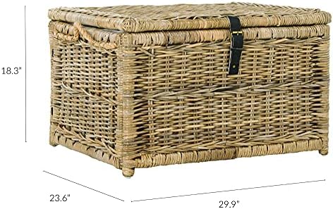 happimess Caden Collapsible Wicker Storage Trunk Chest 30", Natural