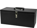 Peastorm Small Steel Metal Tool Box, Lockable Storage Box for Storing Valuable Items, Office Documents, Garage Tools (16" Black)