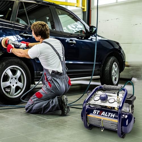 Stealth Air Compressor 2 Gallon, 3/4 HP Oil-Free Compressor, Less than 60dB Ultra Quiet Electric Air Compressor,Max 125 PSI Pressure for Tire Inflation,Nailing,Home DIY Project(SAQ-1234)