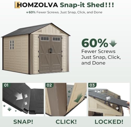 Resin Shed 8x10 FT Outdoor Storage Shed with Floor Included