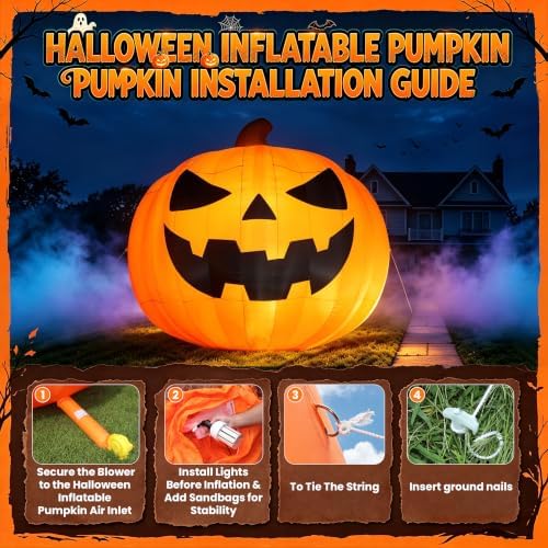 Giant 20Ft Halloween Inflatables Pumpkin Decorations with Blower, 3D Design