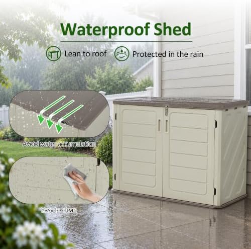 Macrout 25 Cu Ft Outdoor Storage Cabinet, Waterproof Resin Shed SU5437
