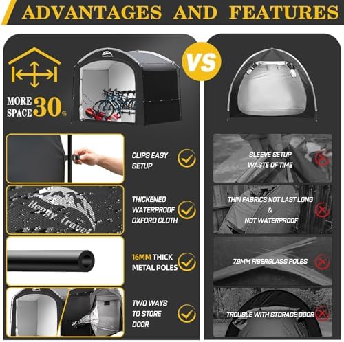 Happy Travel Bike Storage Shed Tent, Waterproof Portable Bicycle Cover Shed