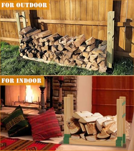 Outdoor Firewood Brackets Fire Wood Rack for 2x4 lumber, Green
