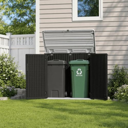 ADDOK Outdoor Storage Cabinet, 48 Cu.Ft Horizontal Resin Storage Shed