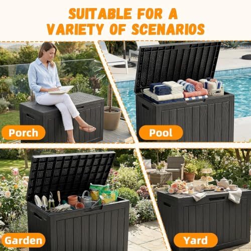 ROJIK 55 Gal Waterproof Deck Box Durable Outdoor Storage Box