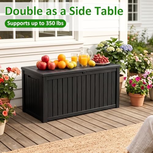 EasyUp 250Gal Large Outdoor Storage Box Waterproof Lockable Deck Boxes