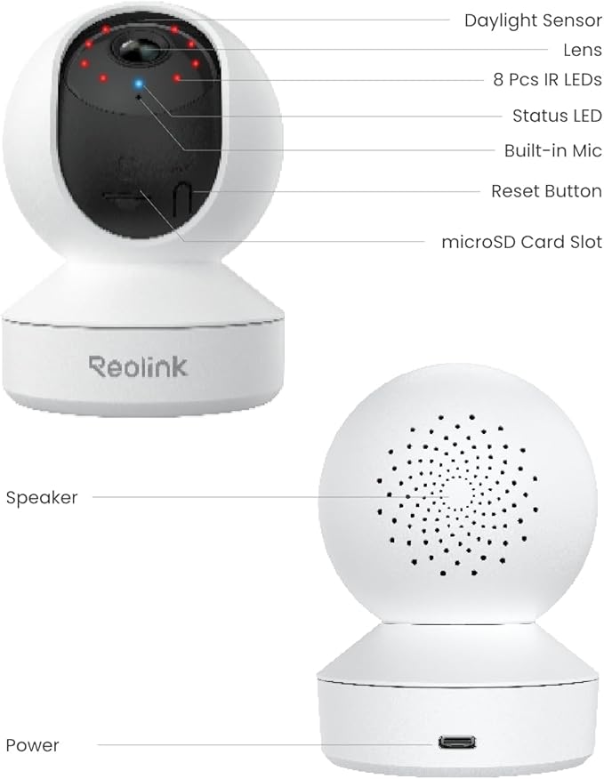 REOLINK Home Security Camera System, 4MP HD Plug-in Indoor WiFi 6 Pan Tilt Pet (2 Pack)