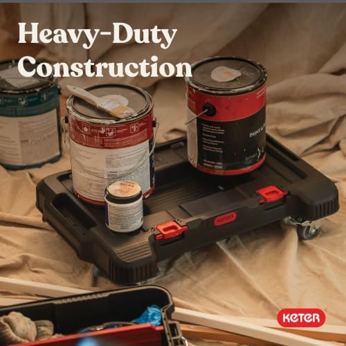 Keter Stack-n-Roll Dolly – Heavy-Duty Rolling Base Cart with Locking Wheels | Modular Mobile Workstation & Tool Storage Platform | Durable, Easy-Glide Design for Garage, Jobsite & Workshop