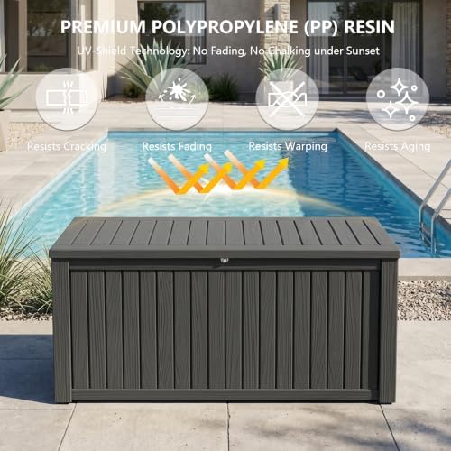 Outdoor Storage Box,200 Gallon Waterproof Deck Box [Upgraded 3.0]