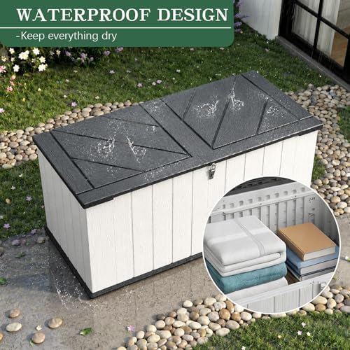 Outdoor Storage Shed, Resin Waterproof Storage Cabinet, Large Deck Box