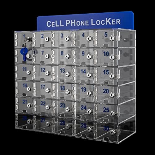 30 Slots Acrylic Clear Cell Phone Locker Box