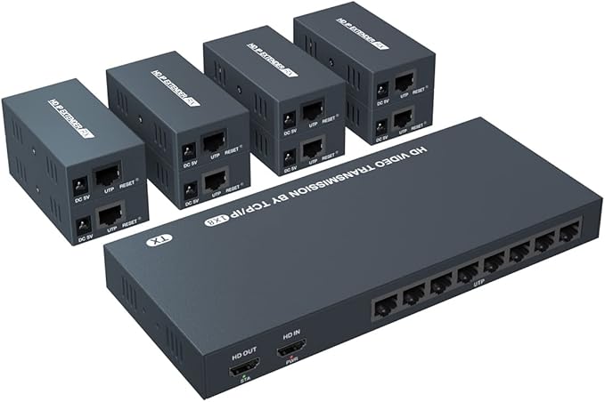 150m HDMI Splitter Extender 1x8 Transmit Remote 1080P Audio Video Over Cat5e/6