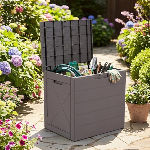 Tangkula 25 Gallon Outdoor Storage Box with Lockable Lid