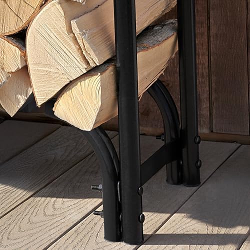 ShelterLogic 8' Adjustable Heavy Duty Outdoor Firewood Rack with Steel Frame Construction and Water-Resistant Cover