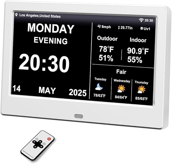 2025 Digital Clock with Weather Forecast & Temperature/Humidity Large Display
