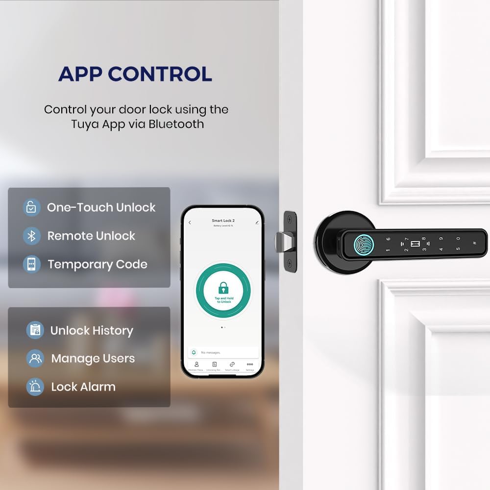 smart door knob & handle, fingerprint door lock, side view