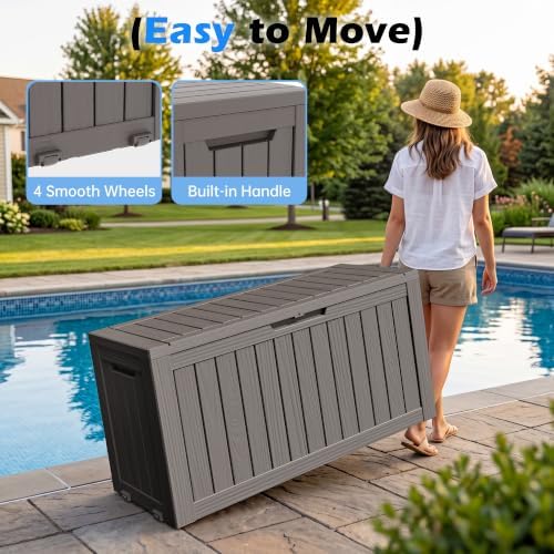 Outdoor Storage Box Waterproof, 82 Gallon Deck Box for Patio Storage