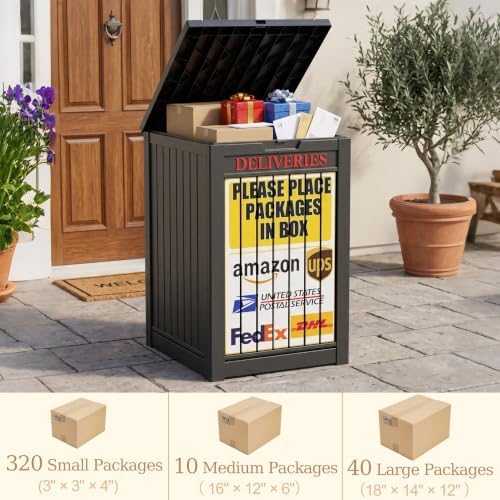 Package Delivery Boxes for Outside, 90 Gallon Outdoor Storage Box