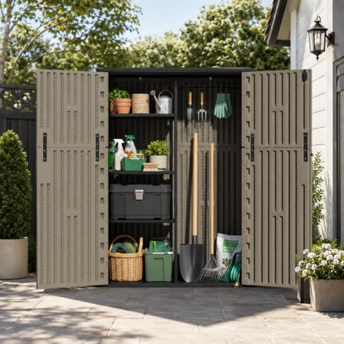 ADDOK 57 Cu.Ft Outdoor Storage Shed,Resin Storage Cabinet with Floor