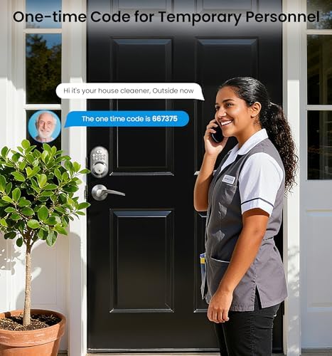 Veise RZ-C Keyless Entry Door Lock with 2 Lever Handles, Satin Nickel