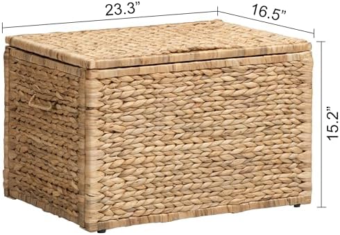 eHemco Storage Trunk with Metal Frame, Natural, 23.3 by 16.5 by 15.2 Inches
