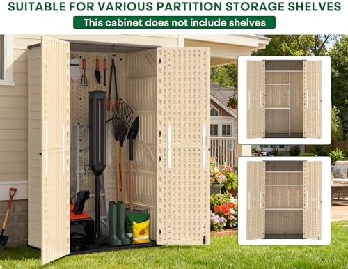 Outdoor Storage Shed Waterproof, 61 Cu.Ft Tall Vertical Resin Sheds