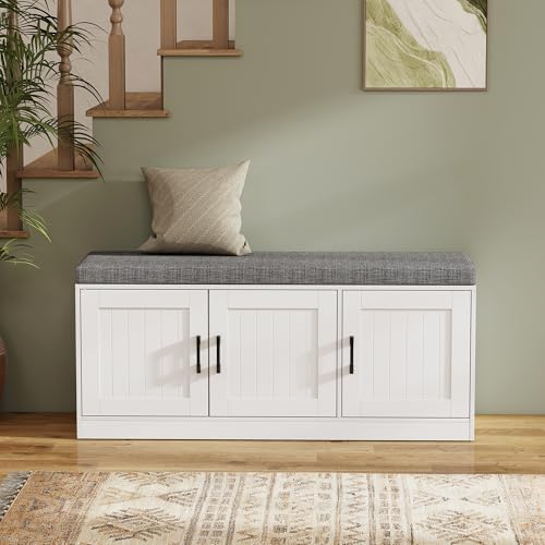 Turosur Shoe Storage Bench for Entryway with Padded Seat Black