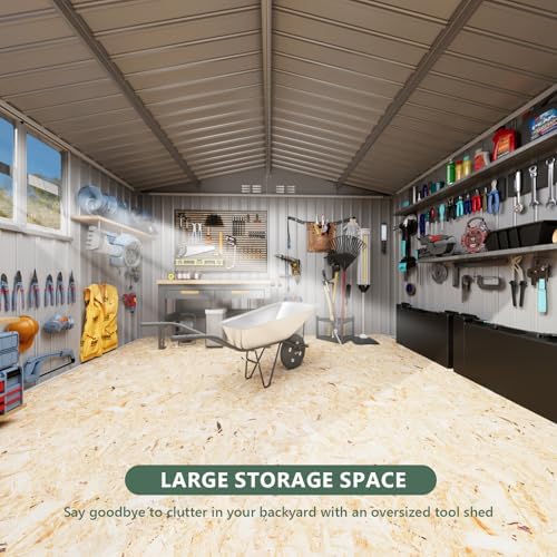 10x8 FT Metal Storage Shed with Window,Outdoor Storage Building,Large Backyard Sheds