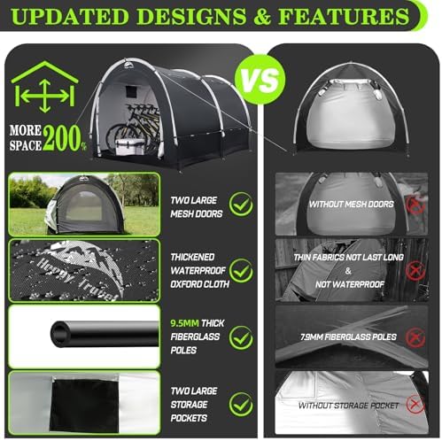 Happy Travel Outdoor Waterproof Bike Storage Tent Shed for 2/3/4/6/8 Bikes