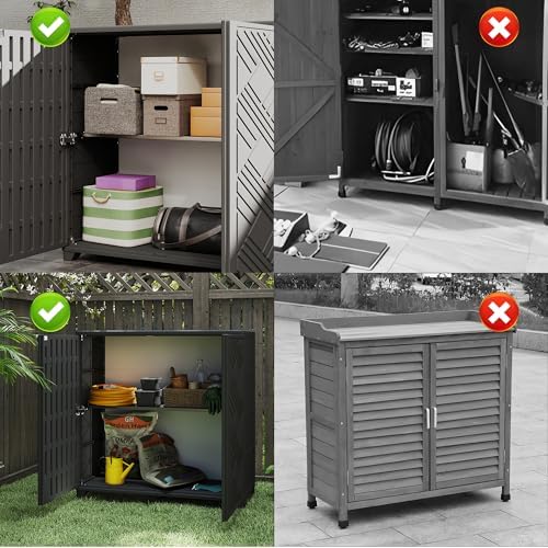 Diamond Cabinet with 1 Shelf, Black 33.5×15.1×34.3 Inch - Waterproof UV-Resistant Outdoor Storage for Patio, Poolside & Indoor - Store Brooms Trash Bins