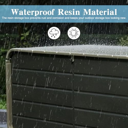 Domi 200 Gallon Resin Deck Box, outdoor waterproof storage box for patio