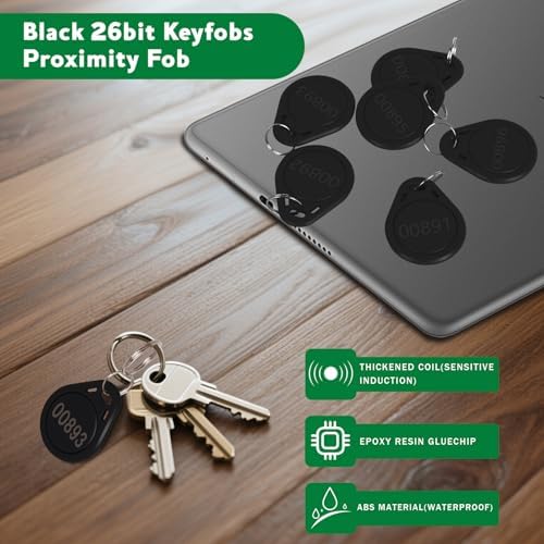 MktStleat100pcs Black 26 bit Keyfobs Proximity Fob Works with Prox Key ISOProx 1346 1386 1326 H10301 Format Readers.Compatible with Most Card Access Control Systems on The Market (100)