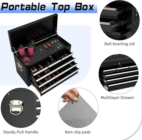 8 Drawer Rolling Tool Chest, High Capacity Tool Box with Lockable Wheels and Drawers, 2 in 1 Portable Toolbox Organizer Storage Cabinet For Garage, Warehouse, Repair Shop