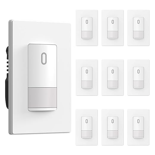 ELEGRP Matte White Single Pole Occupancy Motion Sensor Light Switch, Need (10 Pack)