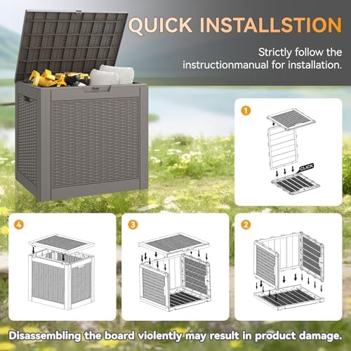 KAMABOKO Outdoor Storage Box, 34 Gallon Deck Box Outdoor Waterproof Small