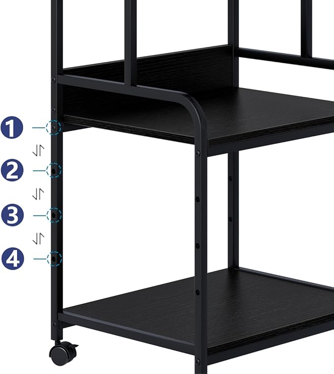 Arbuxzuy Printer Stand with Storage Shelf, 3 Tier Printer Cart with Wheels