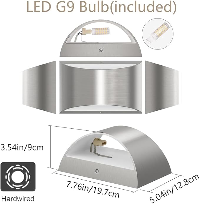 Aipsun Nickel Modern LED Wall Sconce Hardwired Indoor Wall Lights 1 Pack Up and