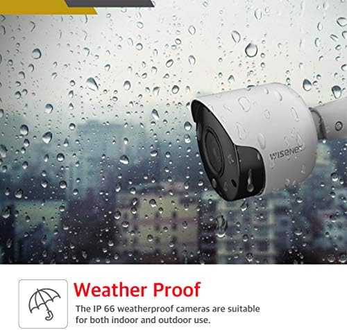 Wisenet SDC-89445BF 5MP CCTV Surveillance Weatherproof Bullet Security Camera 82ft IR Distance Plastic Housing 3.6mm Lens 104° Wide Angle