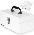 P.I.T. Metal Tool Box 12 Inch,Portable Small Toolbox with Latch,White