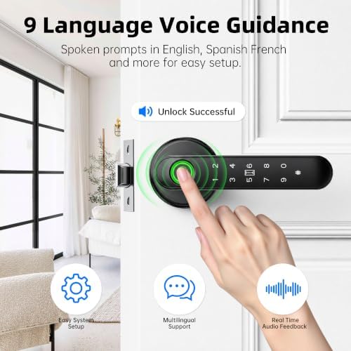 Fingerprint Door Lock with Keypad, Smart Biometric Door Knob for Bedroom