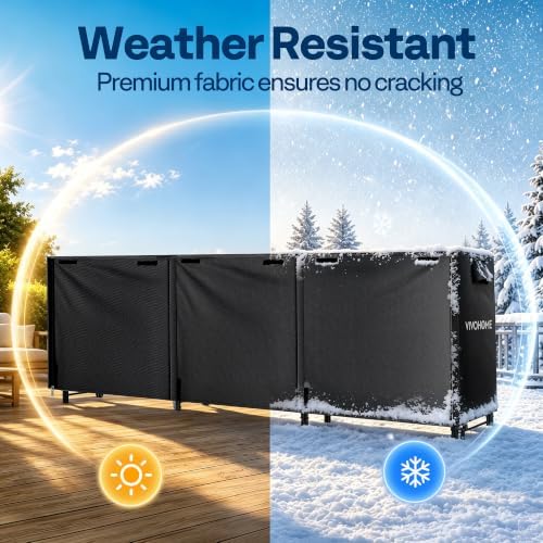VIVOHOME 12ft Waterproof Outdoor Firewood Log Rack Cover, Black