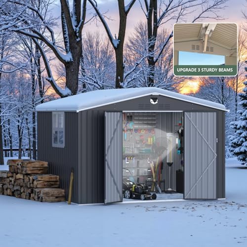 10x8 FT Metal Storage Shed with Window,Outdoor Storage Building,Large Backyard Sheds