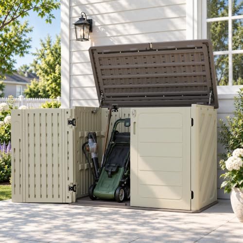 Macrout 25 Cu Ft Outdoor Storage Cabinet, Waterproof Resin Shed SU5437