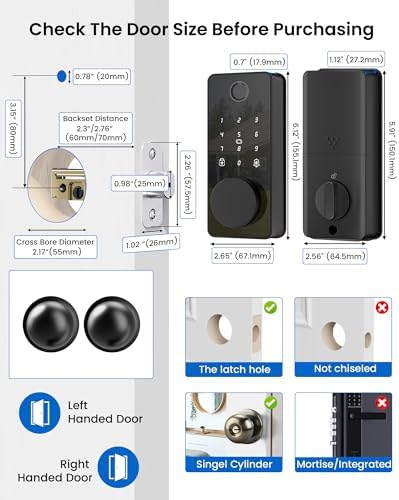 Smart Deadbolt Lock with 2 Knobs,Fingerprint Keyless Entry Door Lock
