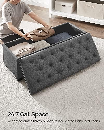 SONGMICS Storage Ottoman Bench, Foot Rest with Legs, Load up to 661.4 lb