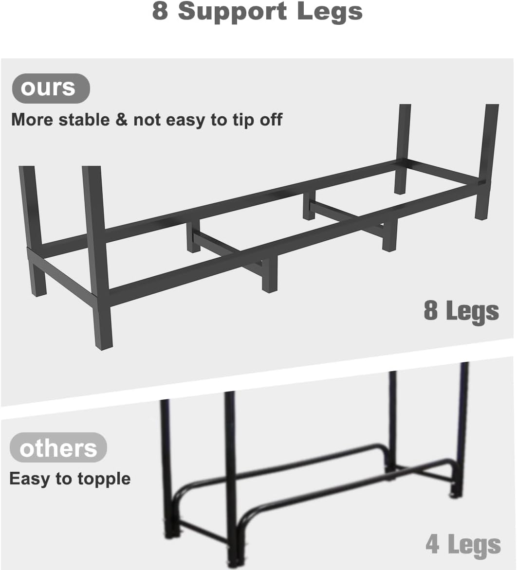 4ft outdoor firewood rack log holder for fire shown in use