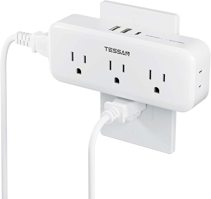 Multi Plug Outlet Splitter, TESSAN Multiple Plug Surge Protector, 5 Outlet