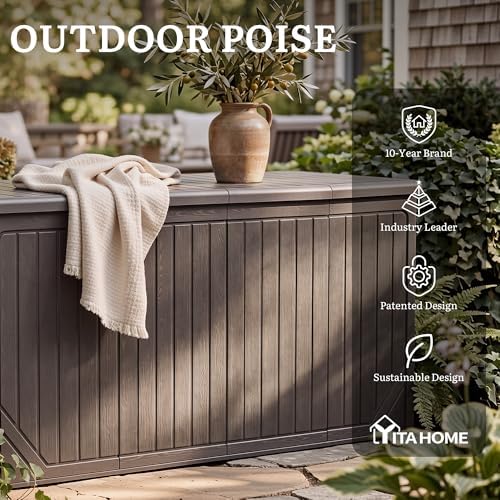 YITAHOME 300 Gallon Extra Large Double-Wall Outdoor Storage Box, Waterproof